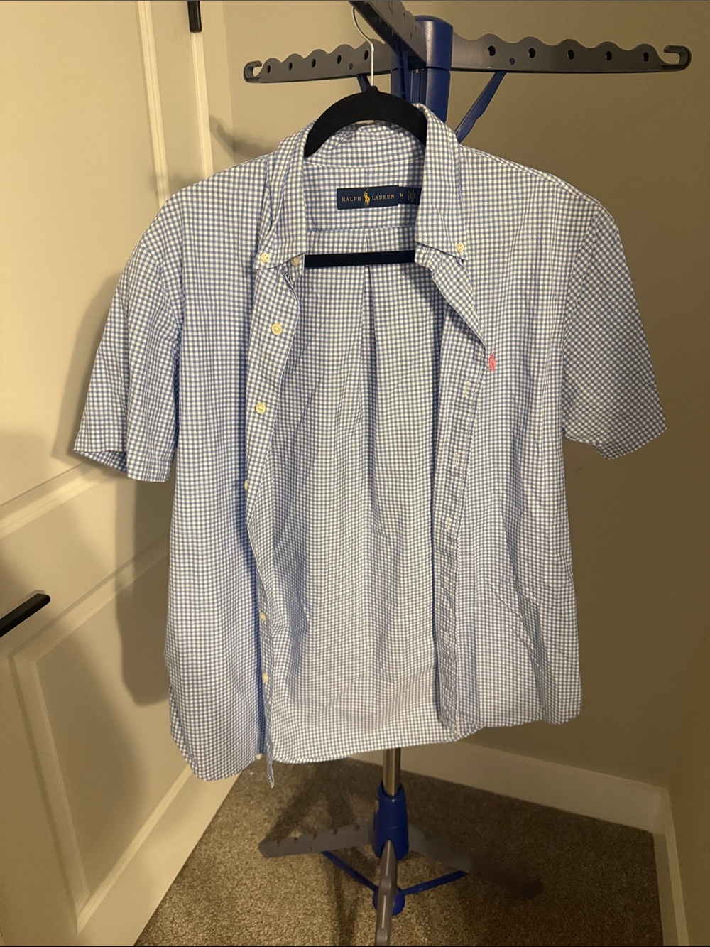 Ralph Lauren Light Blue Gingham Short Sleeve Button-Down Shirt